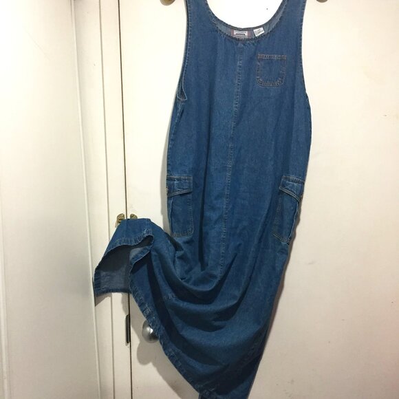 VINTAGE PREMIER INTERNATIONAL MAXI DENIM DRESSES SIZE L - Picture 8 of 10